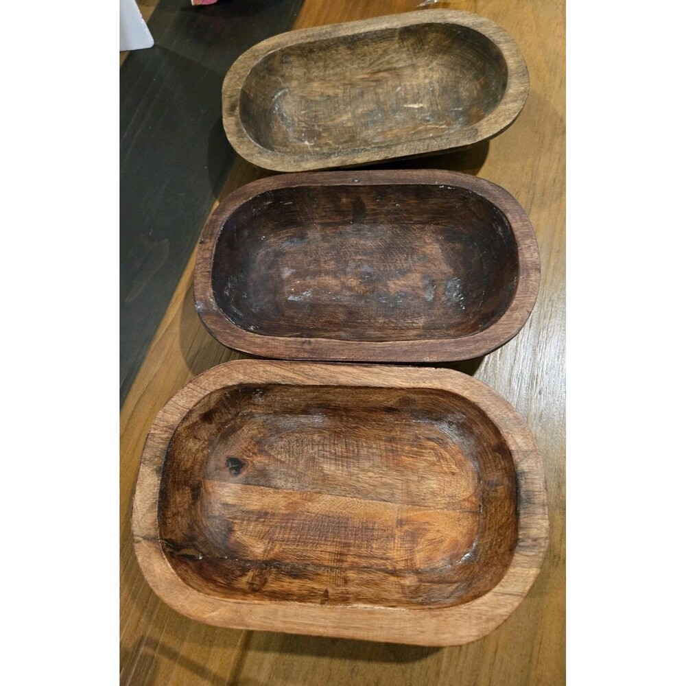 Vintage Style Small Approx 10" Wood Dough Bowls